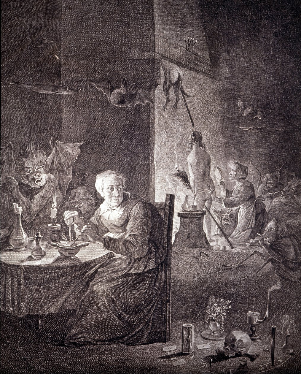 Vertrek van de heksen om de sabbat bij te wonen door Unknown artist