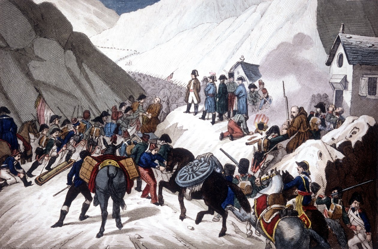De afdaling van Napoleon Bonaparte in Italië: de oversteek van de berg St. Bernard door Unknown artist