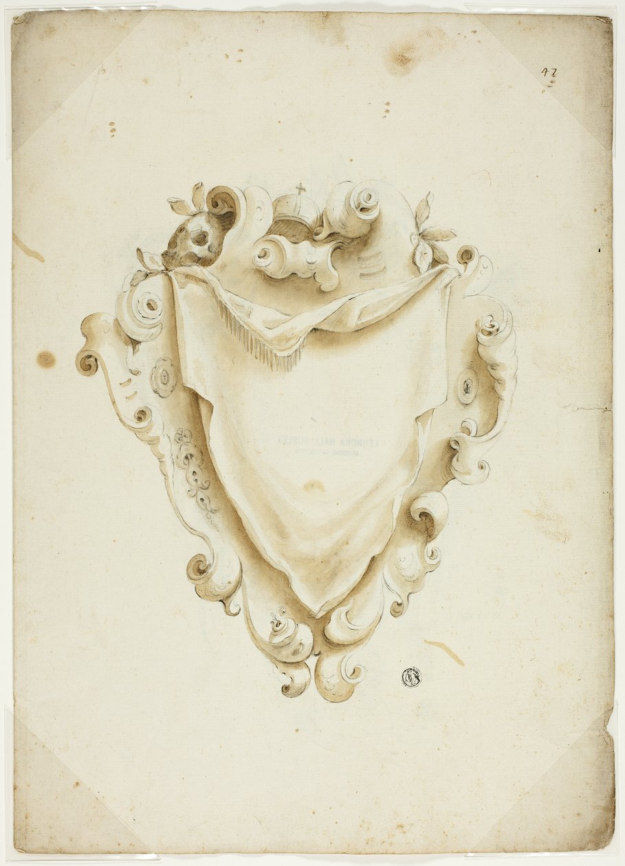 Ontwerp voor sleutelschild, met bol door Unknown artist