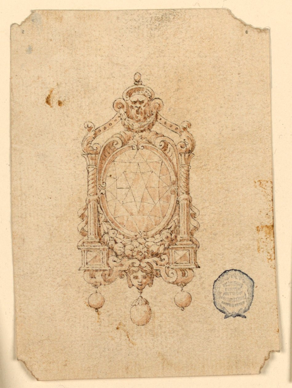 Ontwerp voor een Broche met Ovale Diamant door Unknown artist