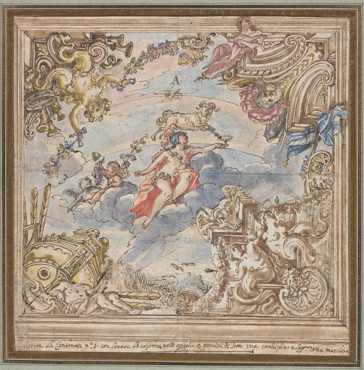 Ontwerp voor een Plafond: Mars en Aries door Unknown artist