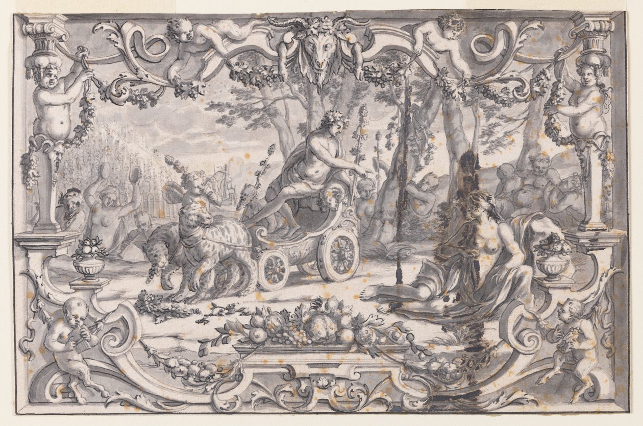 Ontwerp voor een wandtapijt: Bacchus en Ariadne door Unknown artist