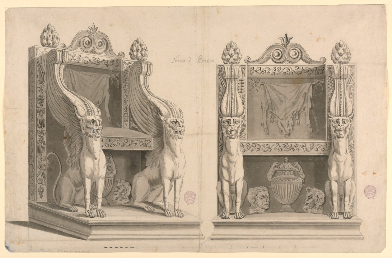 Ontwerp voor een Troon van de Priester van Bacchus, naar Oud Marmer door Unknown artist