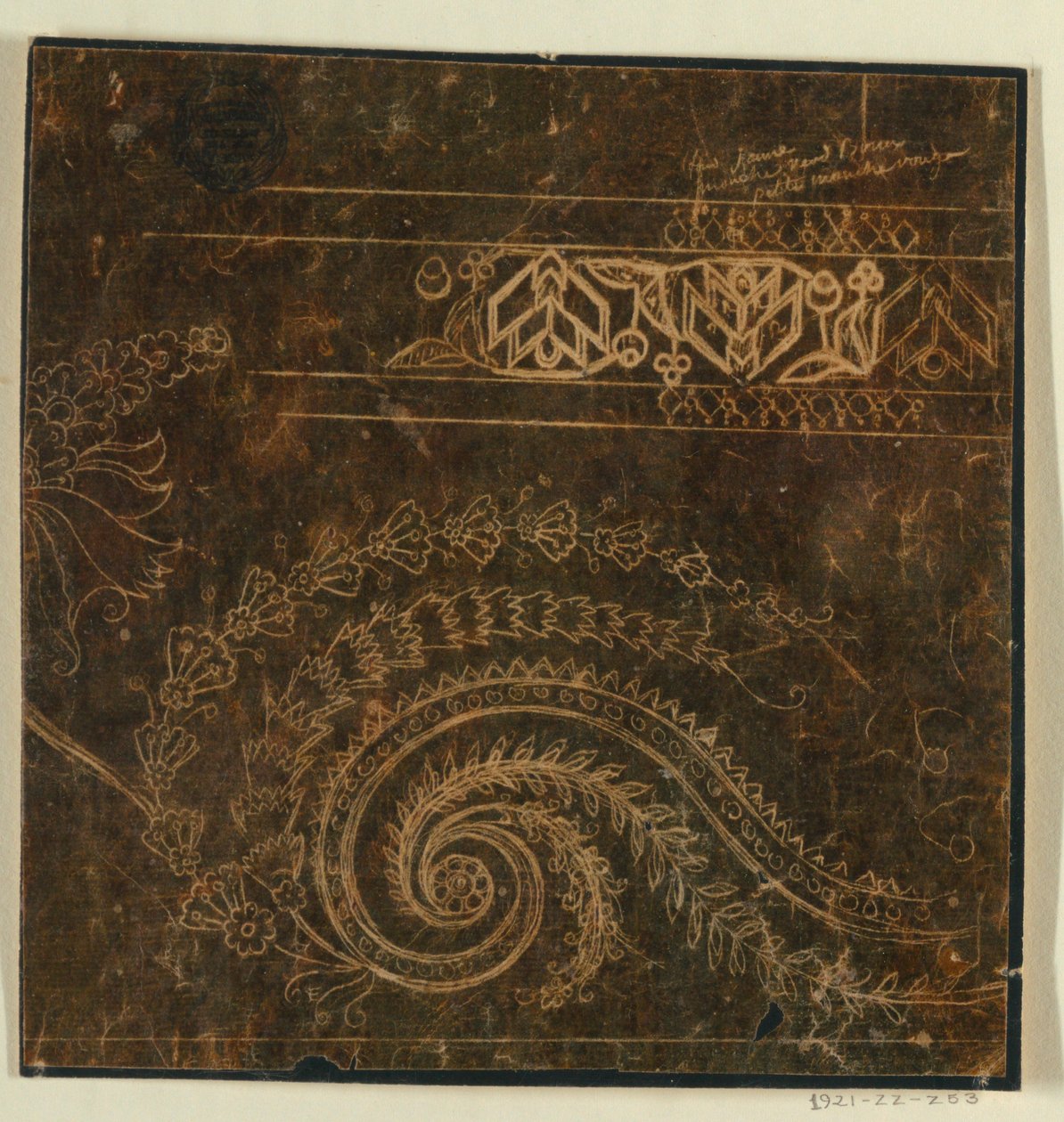 Ontwerp voor een Geborduurde Randmotief, Onvoltooid door Unknown artist