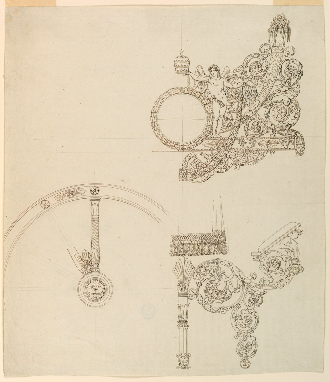 Ontwerpen voor delen van een koets door Unknown artist