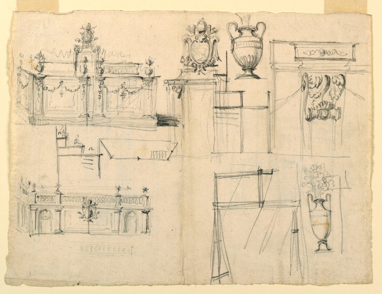 Ontwerpen voor vazen en architectuur door Unknown artist