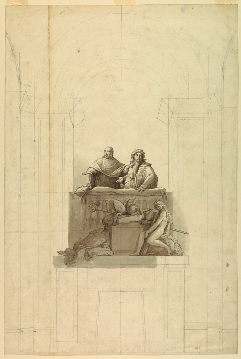 Gedetailleerd zicht op de drie figuren door Unknown artist