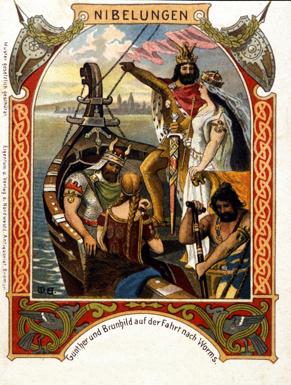 Die Nibelungen, opera gecomponeerd door Heinrich Dorn (1804-1892) in 1854, Duitse dirigent en componist. Chromolithografie uit de 19e eeuw. door Unknown artist