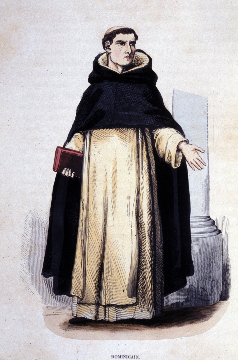 Dominicaan. Gravure uit een album over religieuze orden, Parijs door Unknown artist