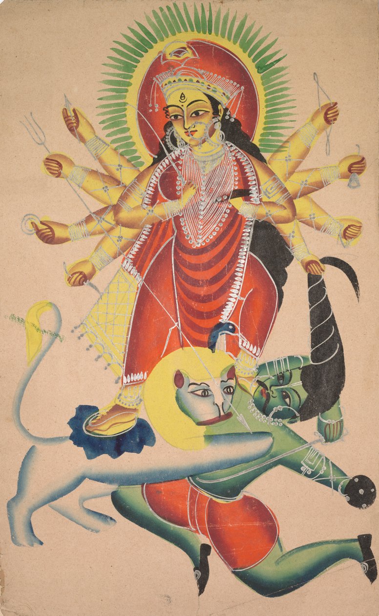 Durga Doodt de Demon Mahisha door Unknown artist