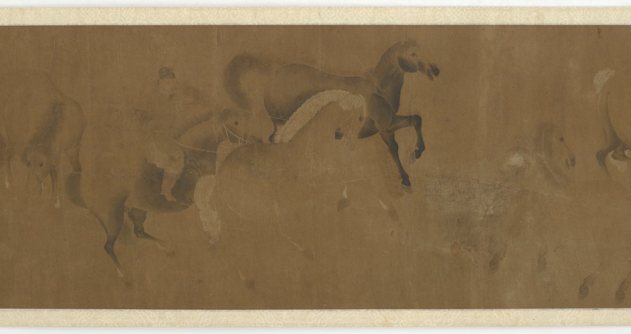 Acht paarden en een stalknecht door Unknown artist