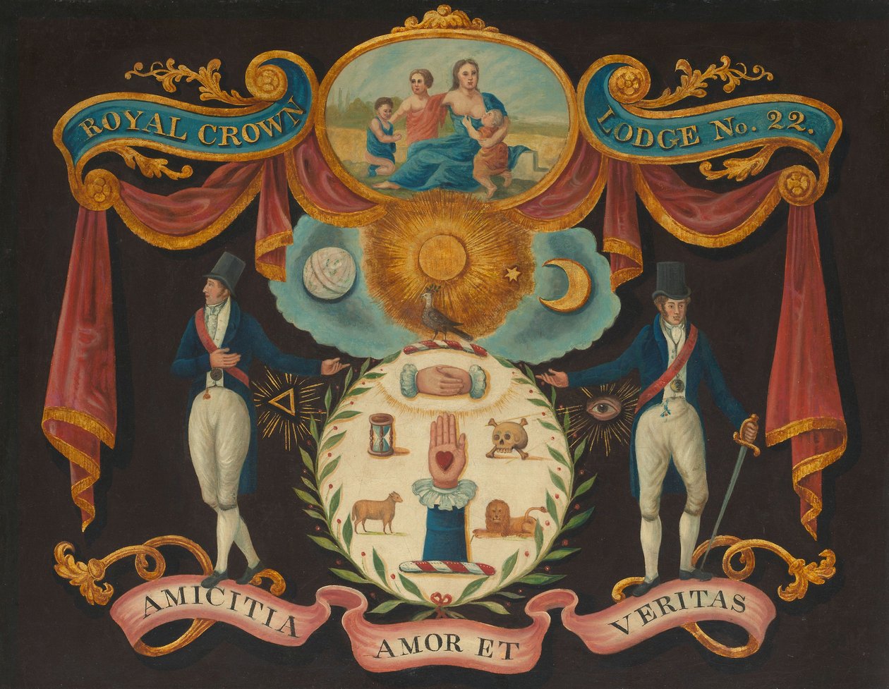 Emblemen voor Royal Crown Lodge No. 22, c.1810-15 door Unknown artist
