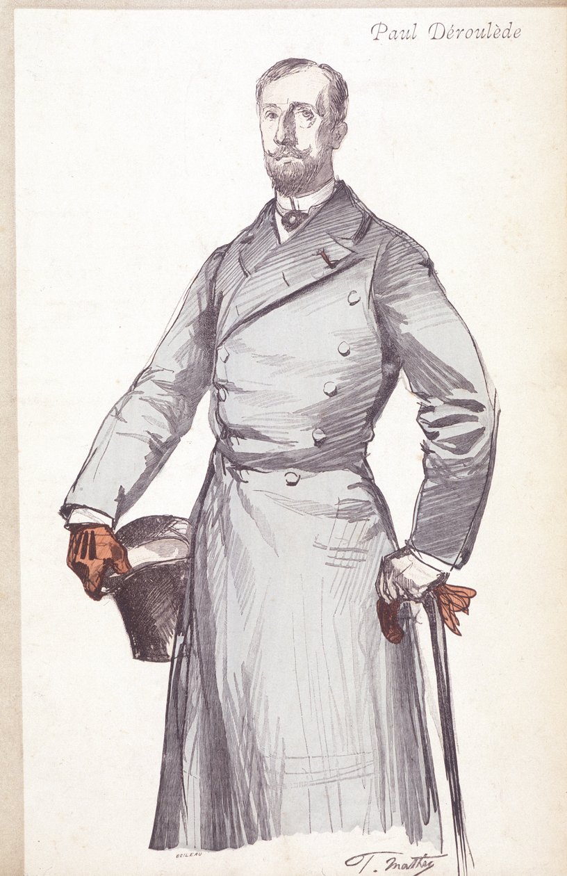 Gravure door Paul Deroulede (1846-1914), Franse schrijver en politicus, oprichter van het Boulangisme, die de Liga van Patriotten oprichtte. door Unknown artist