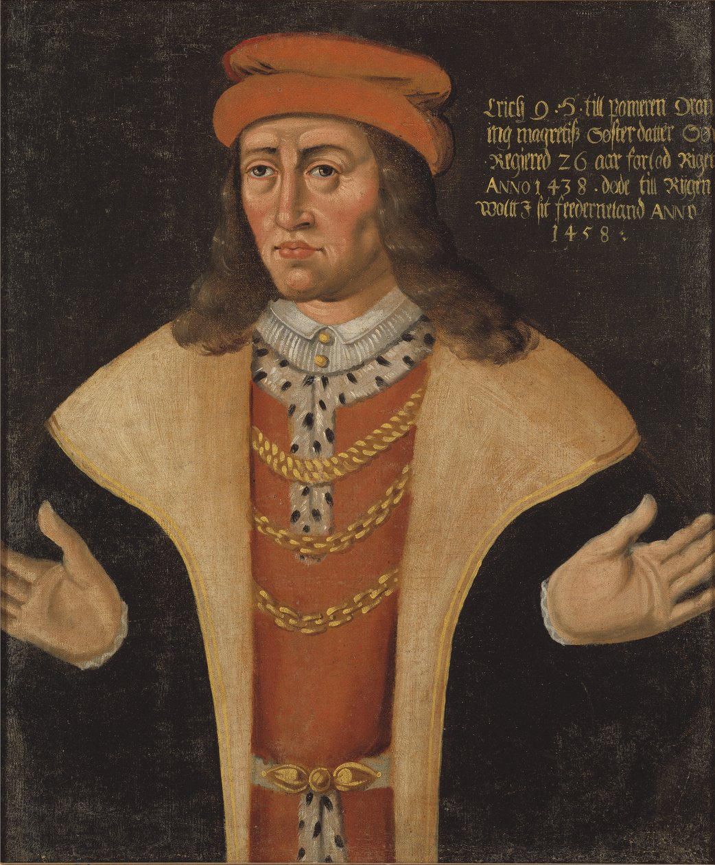 Portret van Erik van Pommeren, koning van Denemarken, Noorwegen en Zweden door Unknown artist