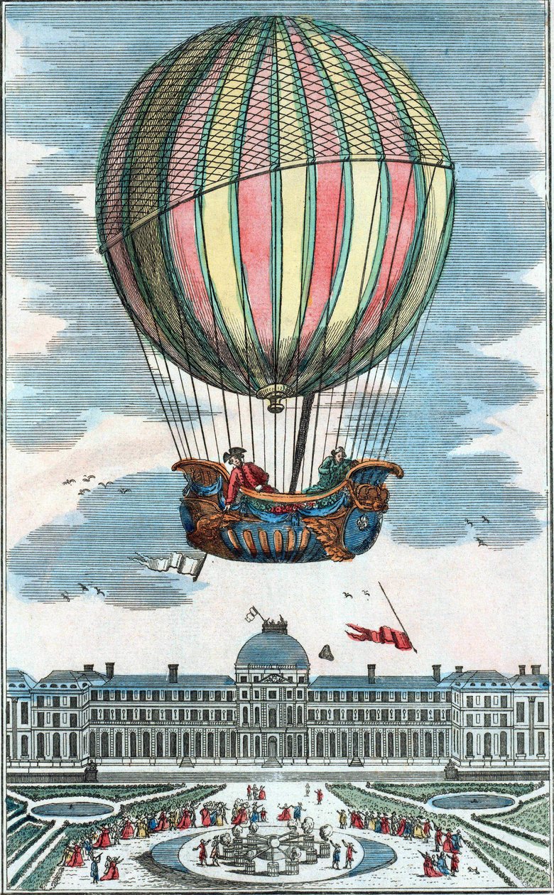 Ervaring van de aerostatische bol van Mr. Charles en Robert in de Tuilerieën op 1 december 1783. door Unknown artist