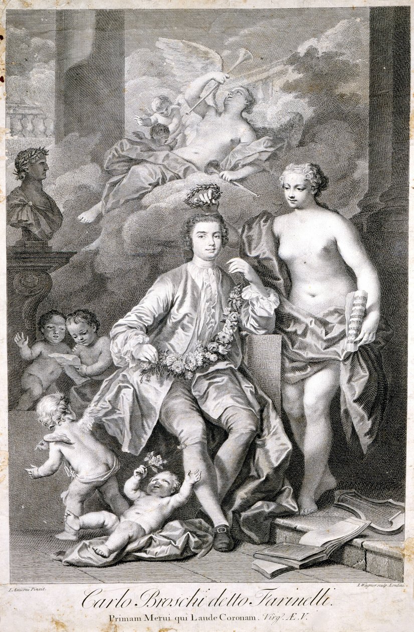 Farinelli (Carlo Broschi, genaamd; 1705 - 1782). door Unknown artist