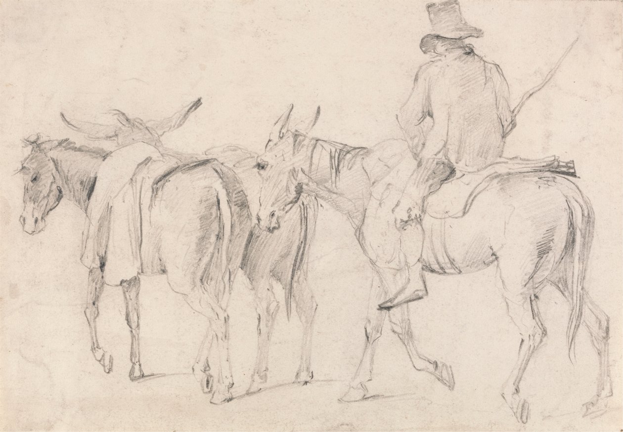 Boer met muilezels door Unknown artist
