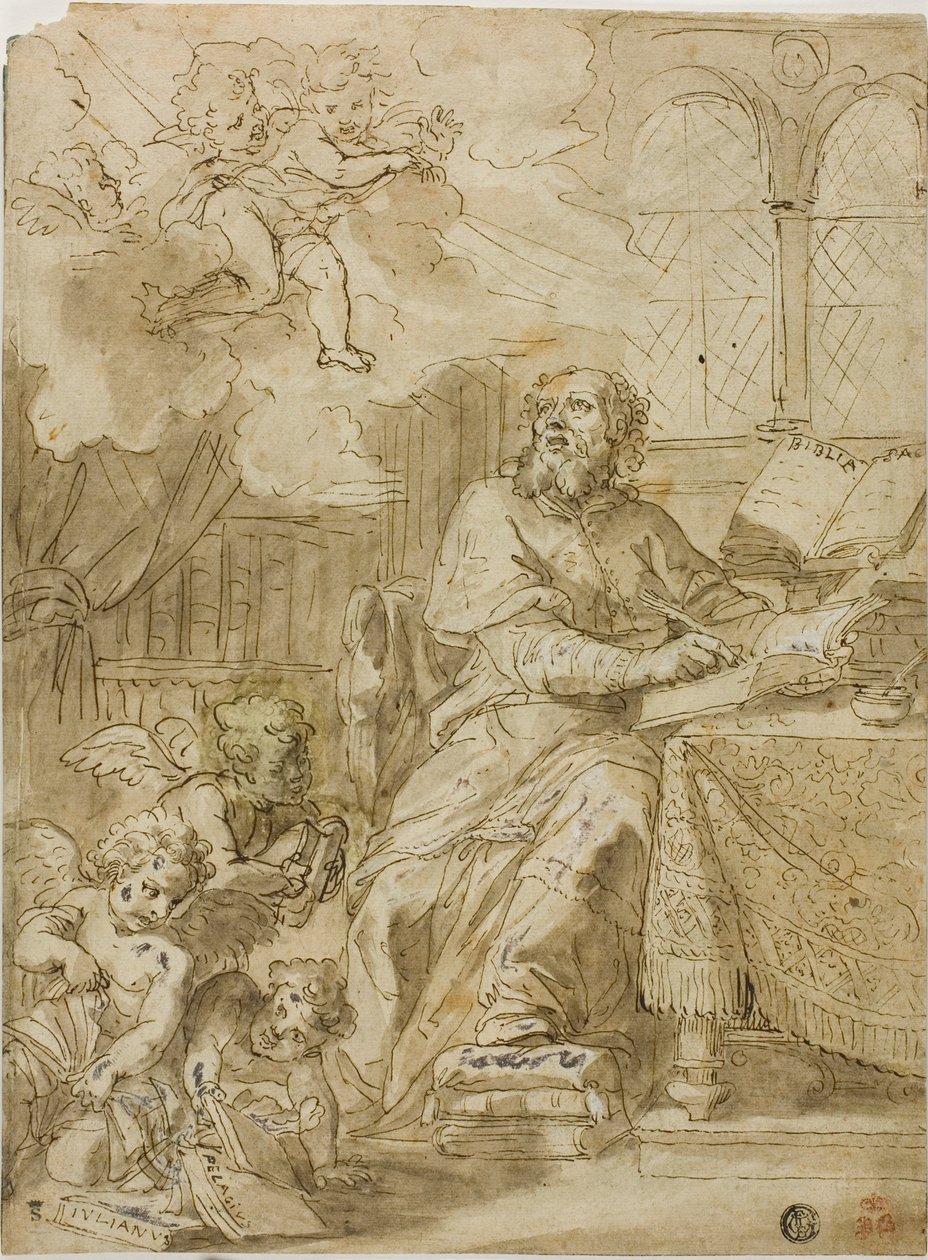 Vader van de Kerk Schrijvend in Zijn Studie door Unknown artist