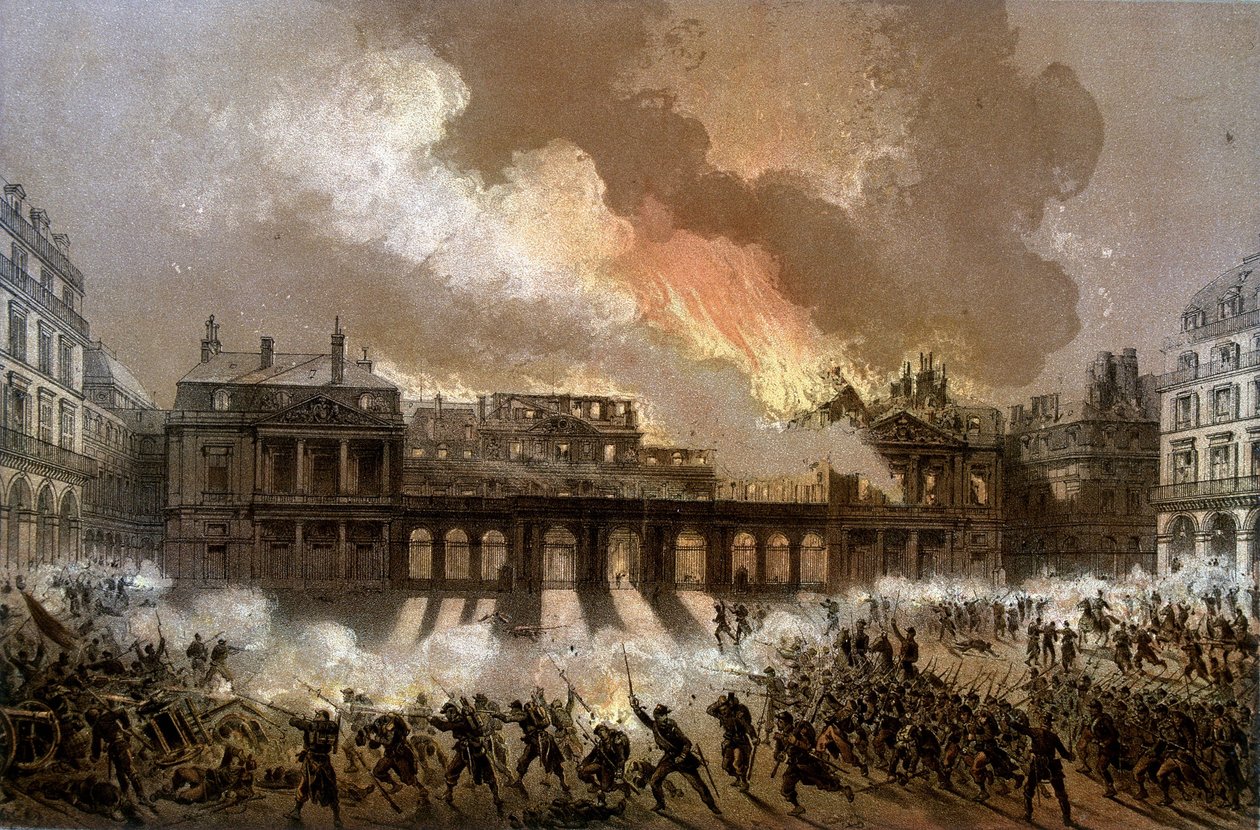 Brand van het Koninklijk Paleis op 24 mei 1871 - lithografie, eind 19e eeuw door Unknown artist