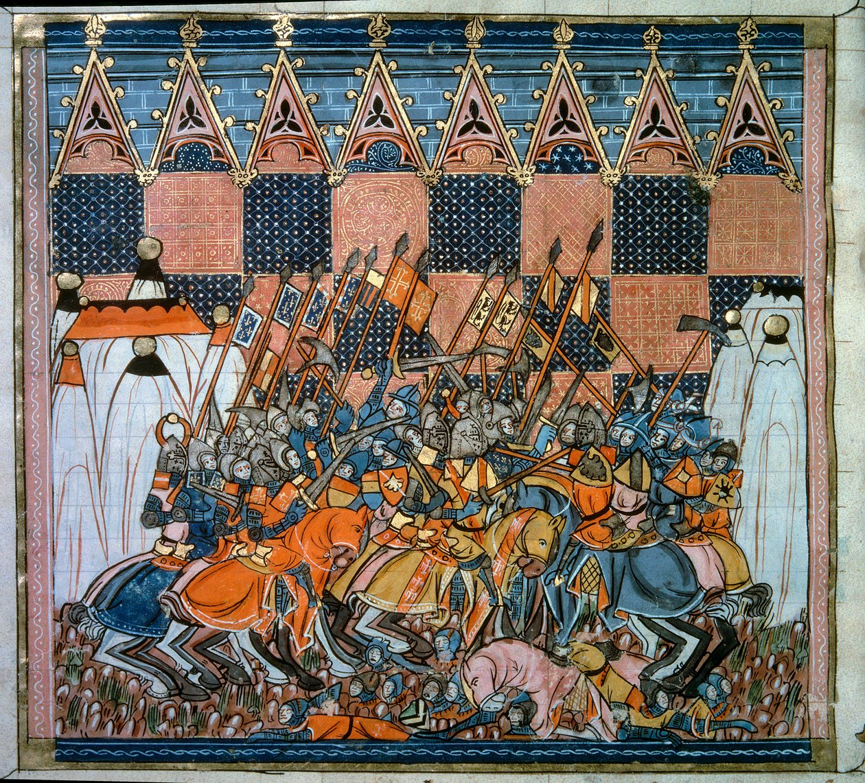 Eerste Kruistocht: het beleg en de inname van Jeruzalem door de kruisvaarders onder leiding van Godefroy de Bouillon in 1099 door Unknown artist