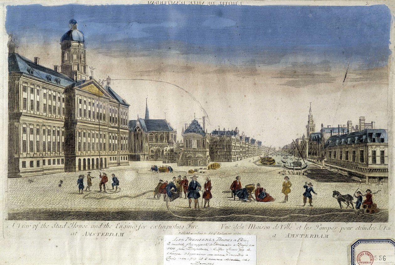 Eerste brandpompen voor het stadhuis van Amsterdam - Optische weergave door Unknown artist