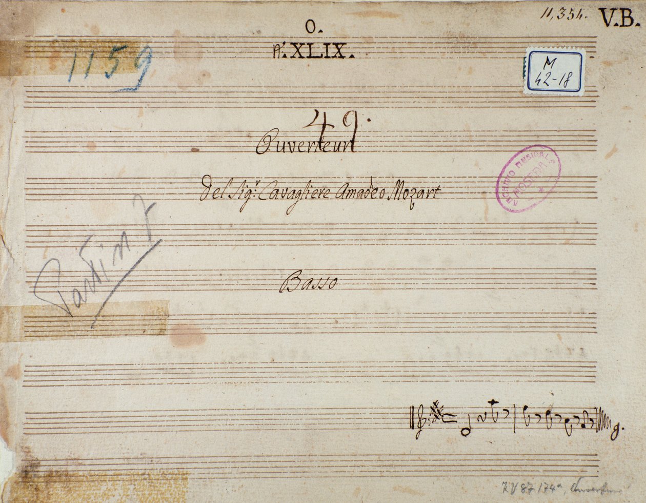 Eerste pagina van Mithridate, koning van Pontus, opera door Mozart (1770) door Unknown artist