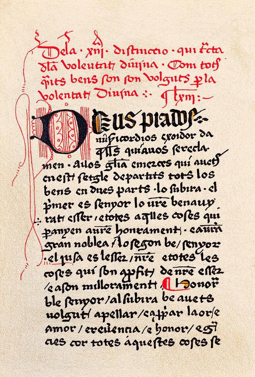 Eerste pagina van de editie van het "Boek van de contemplatie van God" door Unknown artist