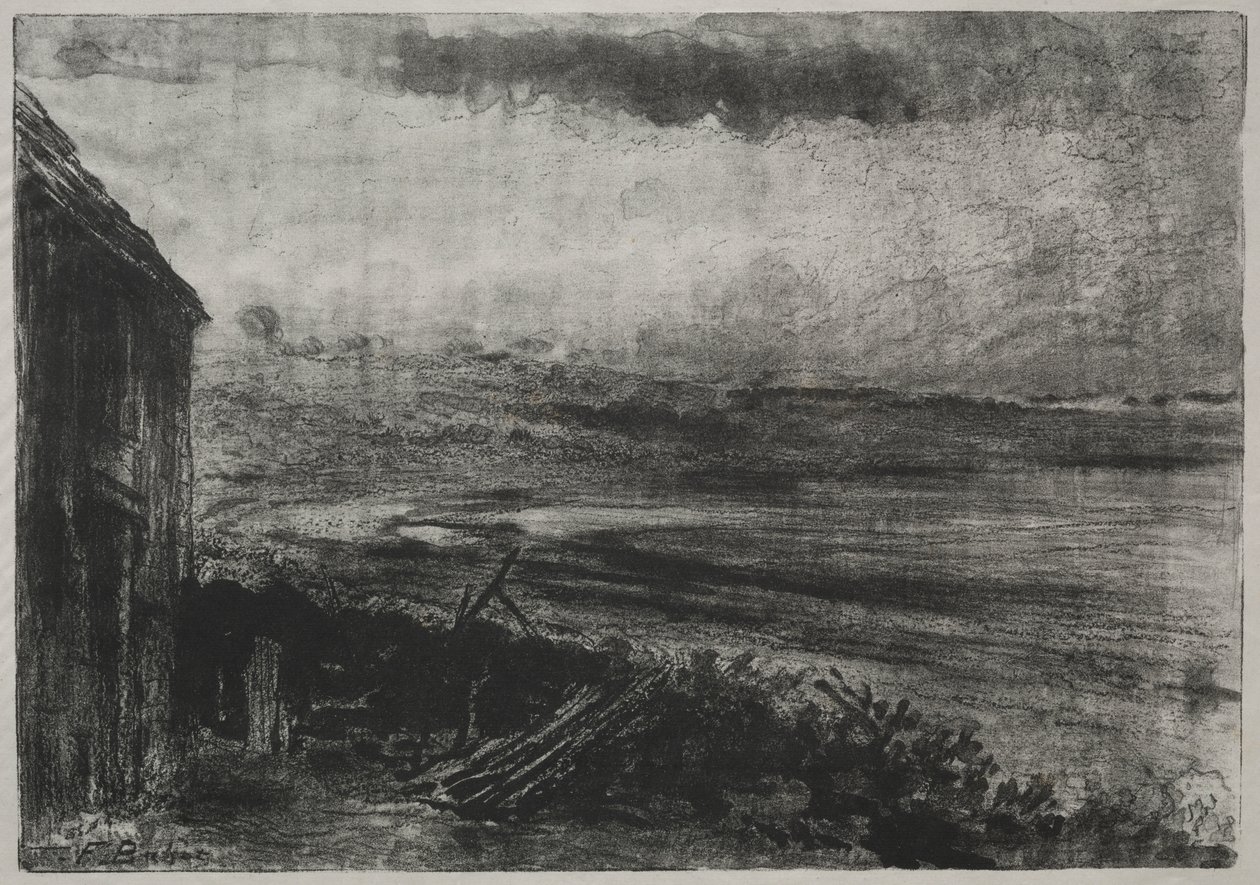 Vissershuisje met rieten dak door Unknown artist