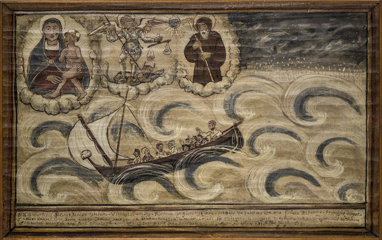 Oud ex voto zeeman, populaire offer als een belofte van toewijding en dankbaarheid van de zeeman die de gevaren van de zee overleefde, afkomstig uit de Kerk van Carmine, Torre del Greco, nabij Napels door Unknown artist