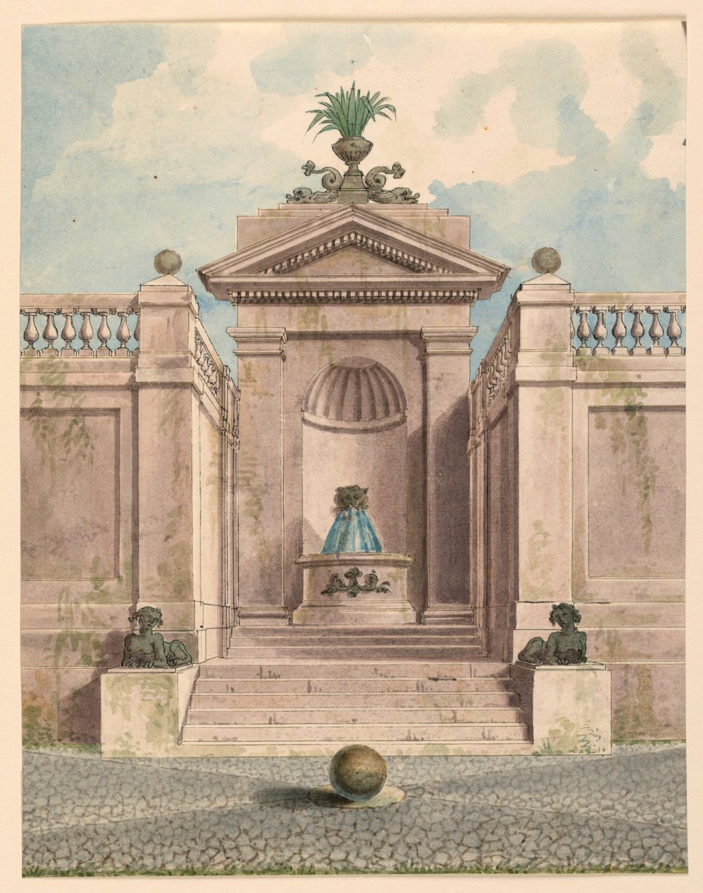 Fontein in een Niche door Unknown artist