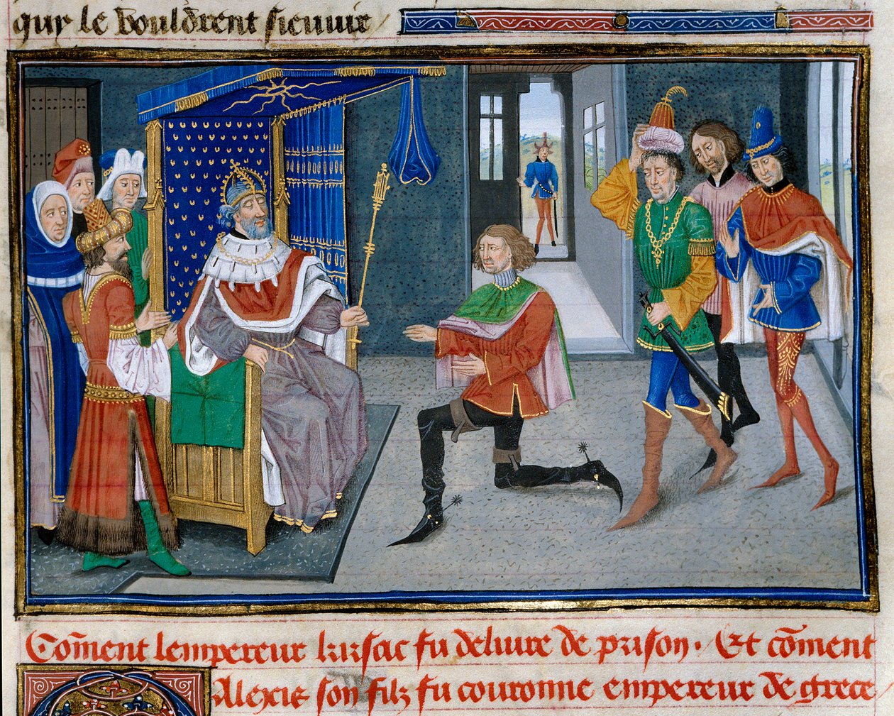 Vierde Kruistocht: voorstelling van Alexis IV Angelos als keizer gekroond naast zijn vader Isaäk II door Unknown artist