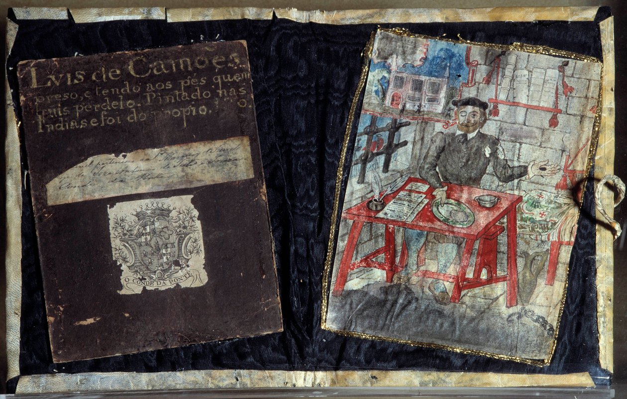Frontispice van de gedichtenbundel van de Portugese dichter Luis Vaz de Camoes, bekend als de Camoans. De dichter is daar gevangen. Lissabon, Nationaal Museum voor Oude Kunst door Unknown artist