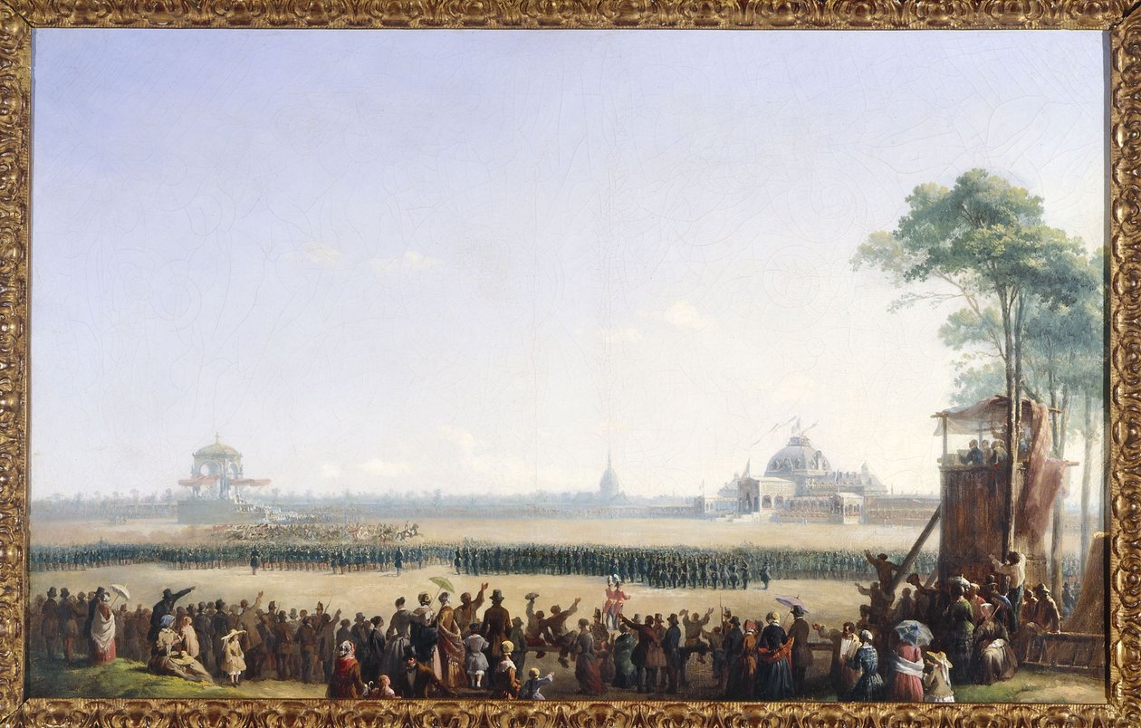 Fête du 10 mei 1852 op Champ-de-Mars, uitreiking van de adelaars en zegen van de vlaggen door Unknown artist