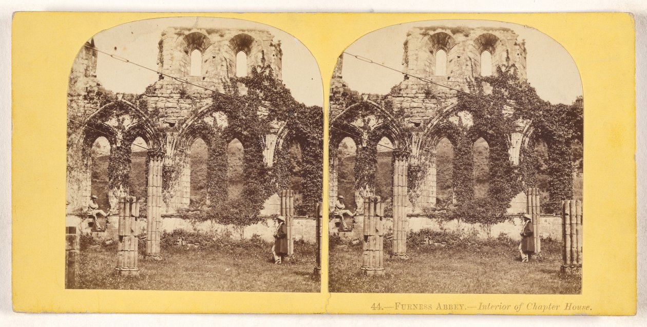 Furness Abbey. - Interieur van kapittelzaal. door Unknown artist