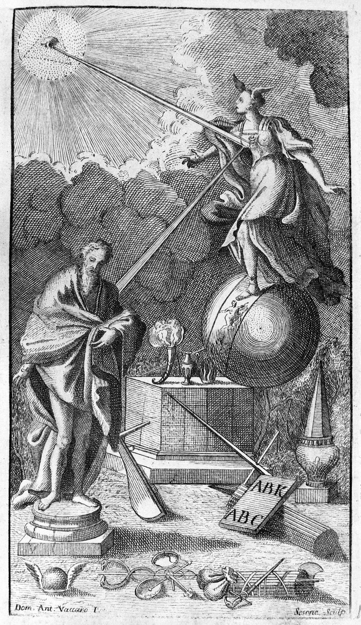 Giambattista Vico. Ook wel Giovanni, Gian Battista, Jean Baptiste of Jean-Baptiste genoemd. Antiporta (valse titel) van 