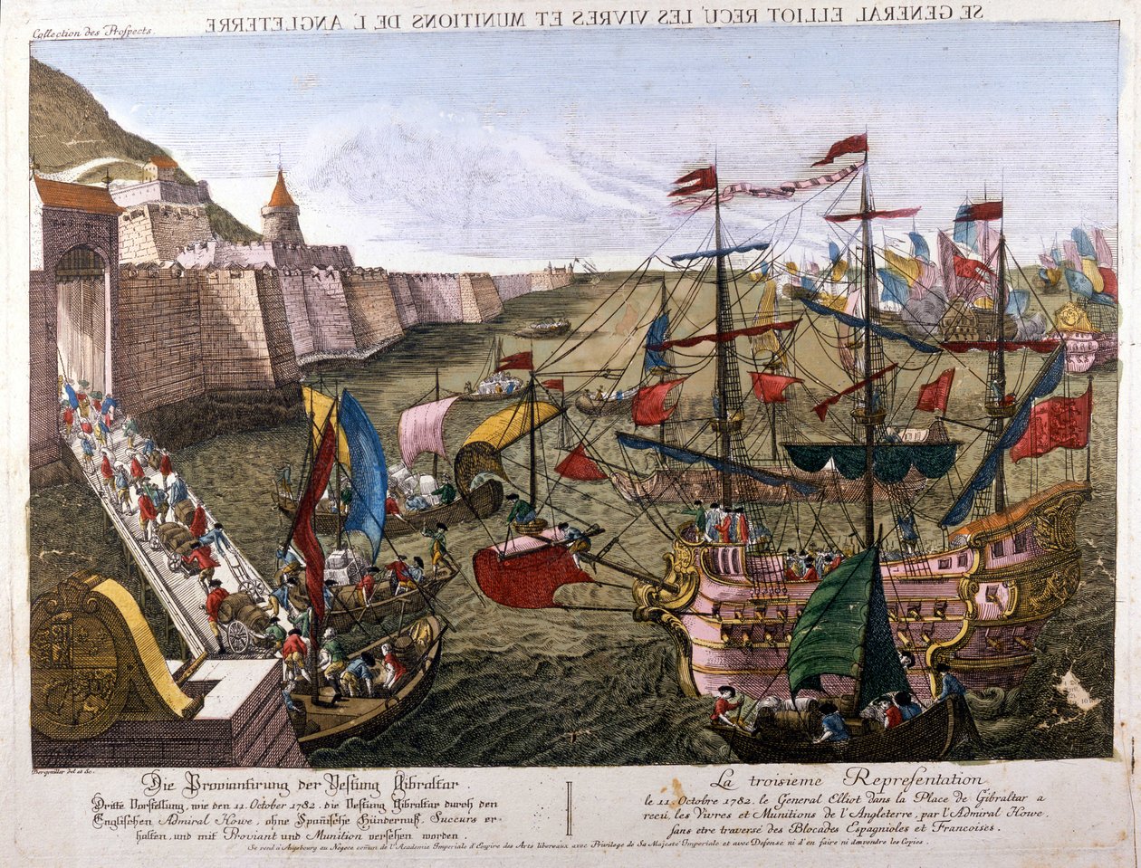 De Grote Belegering van Gibraltar 1779-1783 (Spaanse poging om Gibraltar te heroveren toen Spanje de oorlog verklaarde aan het Verenigd Koninkrijk als onderdeel van zijn alliantie met Frankrijk): op 11 oktober door Unknown artist