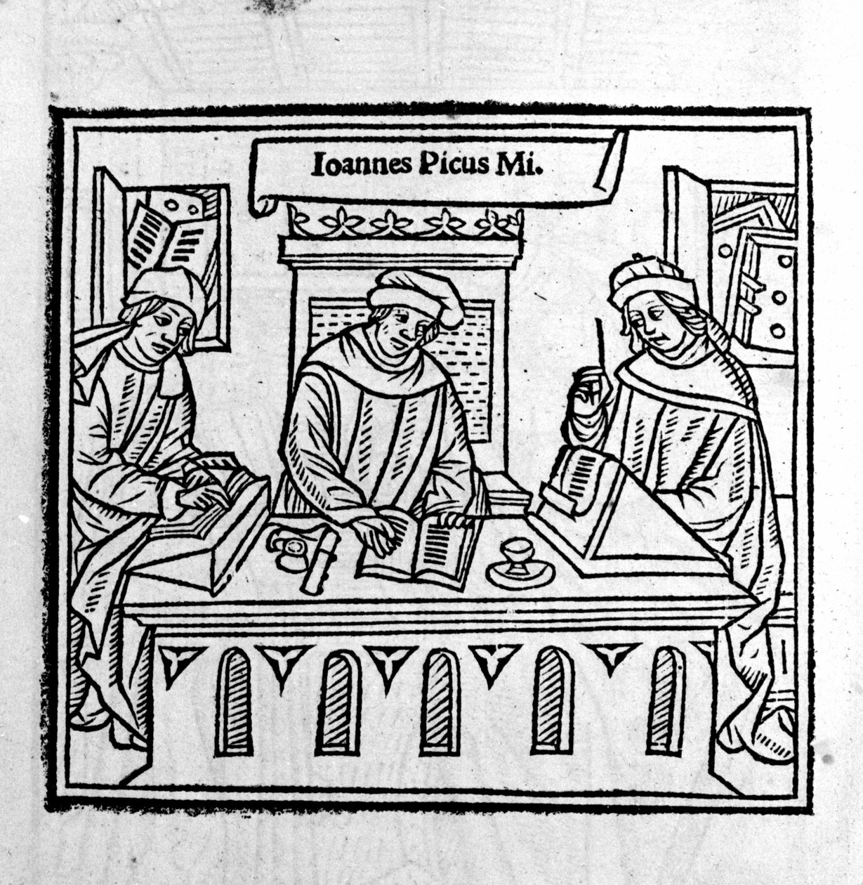 Giovanni Pico della Mirandola (Jean Pic de la Mirandole) met zijn twee discipelen - in 