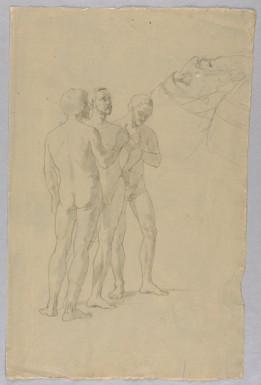 Groep van drie mannelijke naakten door Unknown artist