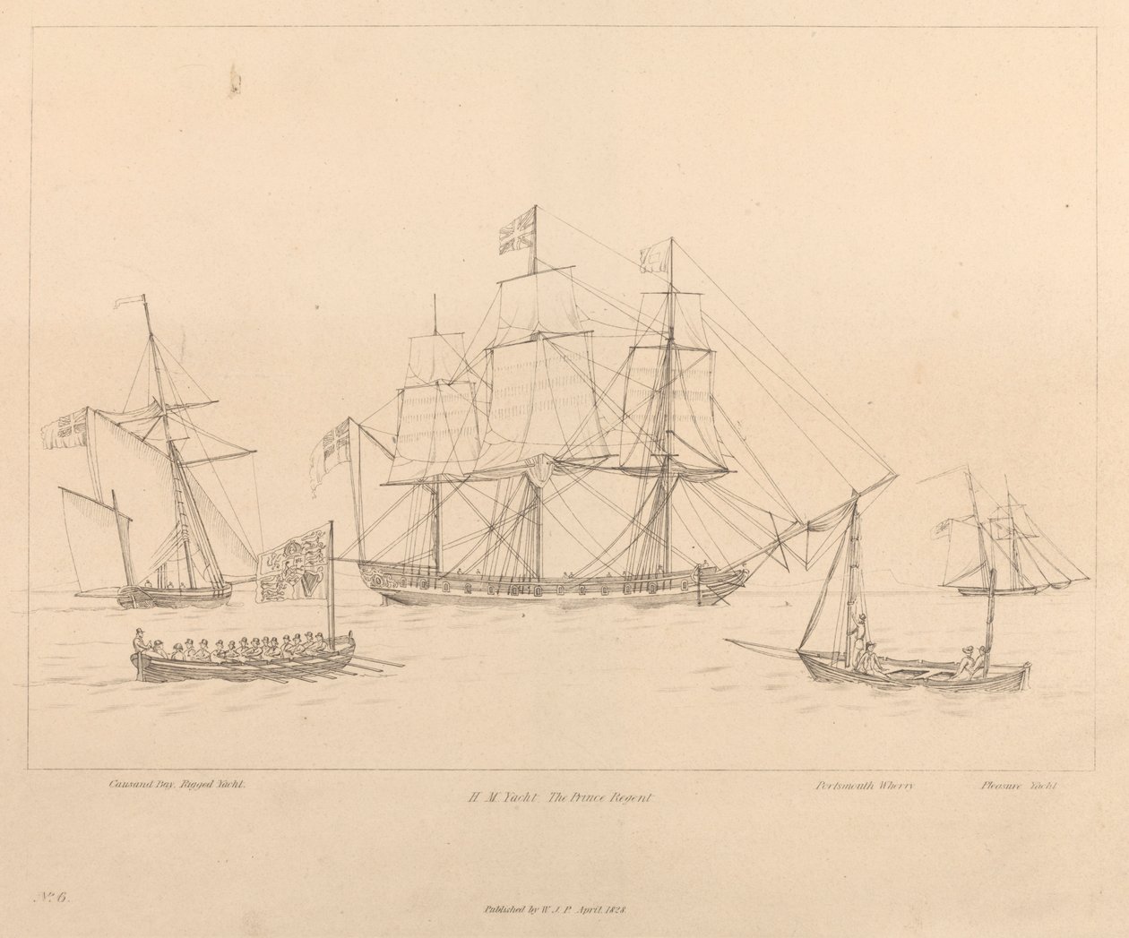 HM Jacht De Prince Regent en haar scheepsboot door Unknown artist