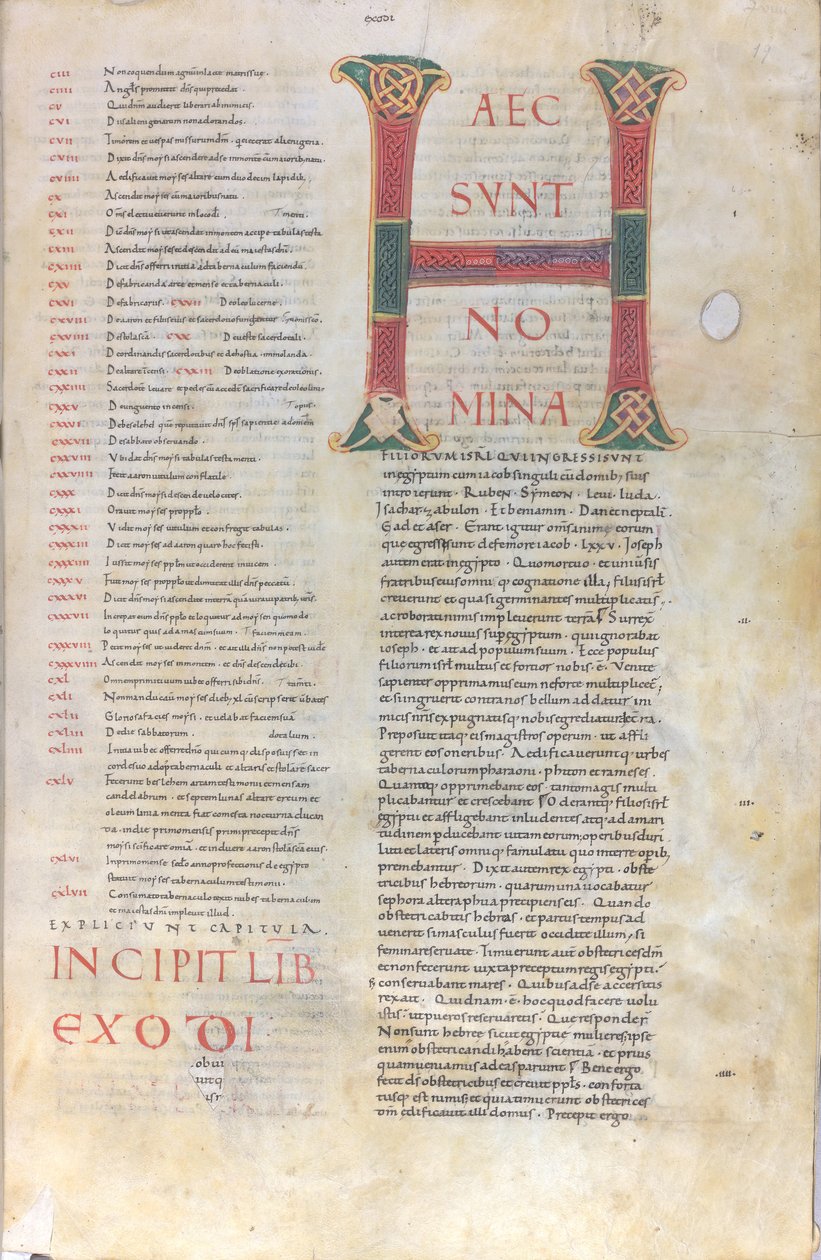 Haec sunt nomina: Initialen uit het Boek Exodus, 11e eeuw (miniatuur, vliezig handschrift) door Unknown artist