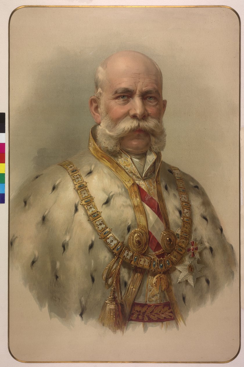 Halflengte keizer Franz Joseph I in de fleece mantel door Unknown artist