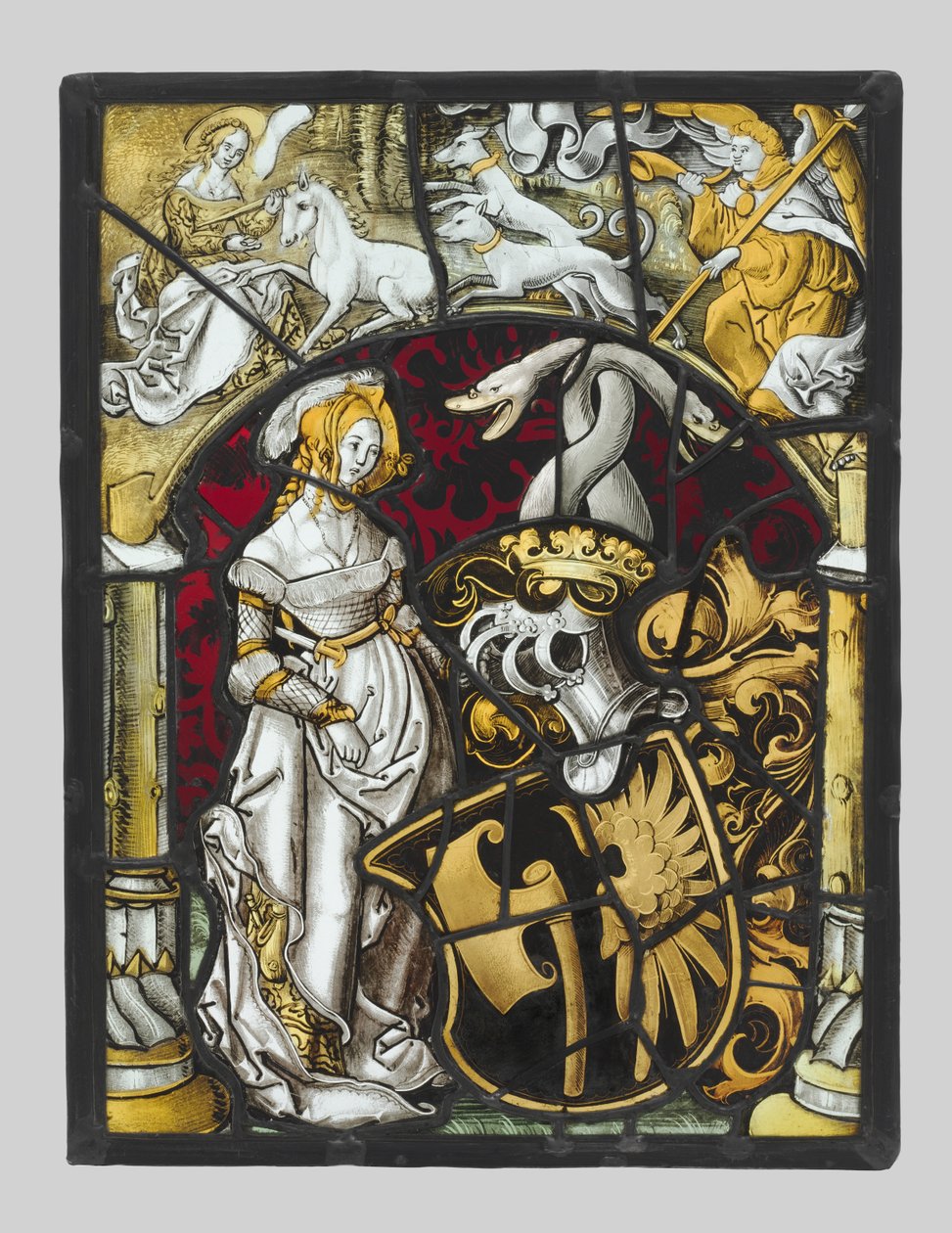 Heraldisch Paneel met Wapens van Lichtenfels en een Eenhoornjacht door Unknown artist