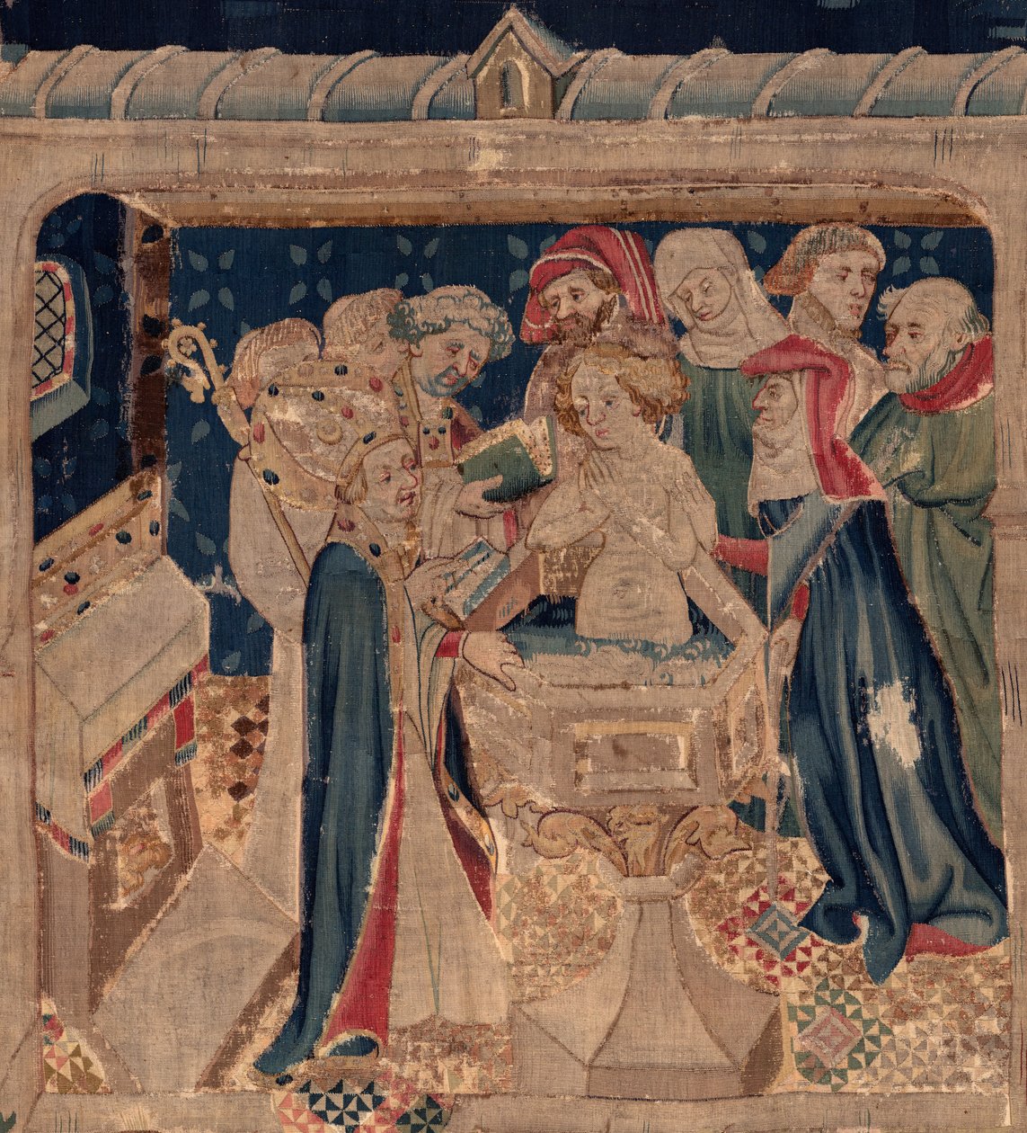 Geschiedenis van Sint Piat en Sint Eleuthère, Scene 13: Doop van Blanda (detail) door Unknown artist