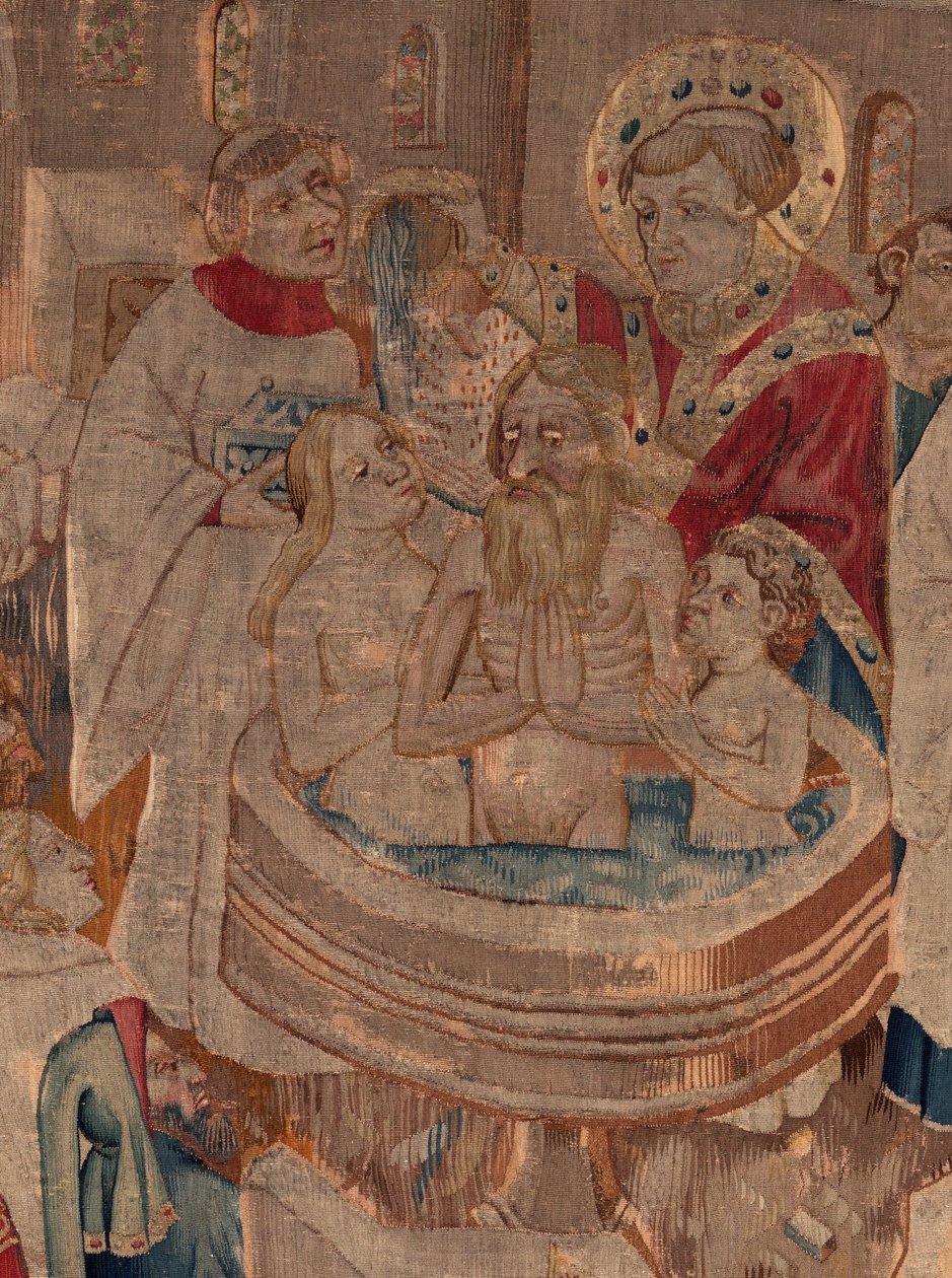 Geschiedenis van Sint Piat en Sint Eleuthère, Scene 6 Detail midden. Doopscène door Unknown artist