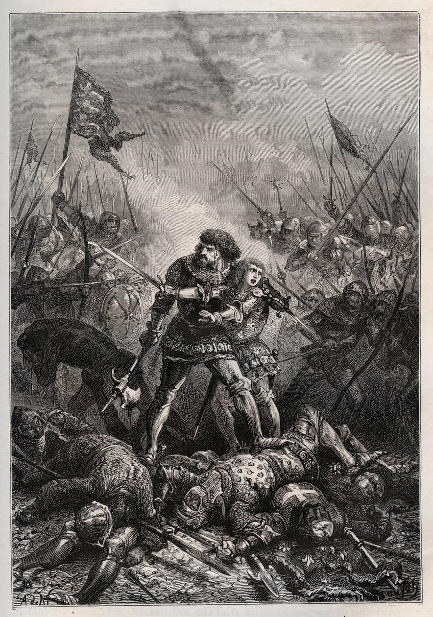 Honderdjarige Oorlog: Koning van Frankrijk Jan II de Goede en zijn zoon Filips II van Bourgondië, bekend als 