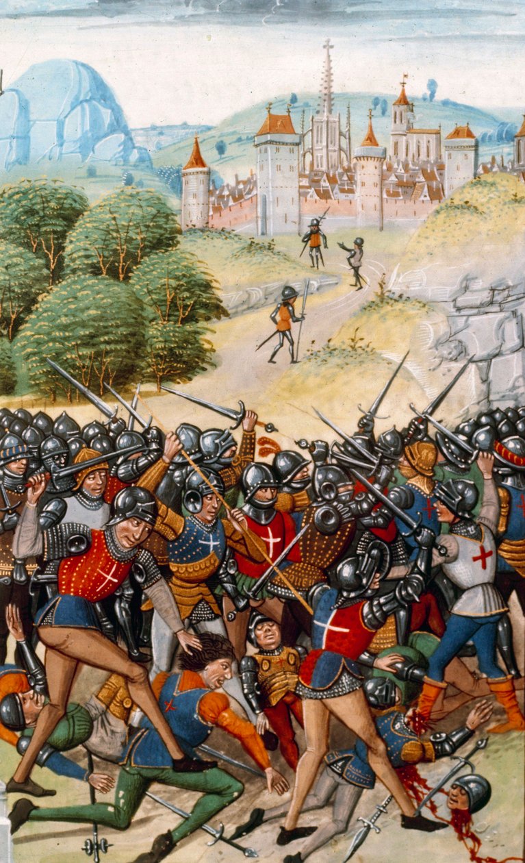 Honderdjarige Oorlog: De Slag bij Pontvallain tussen Fransen en Engelsen op 4/12/1370 door Unknown artist
