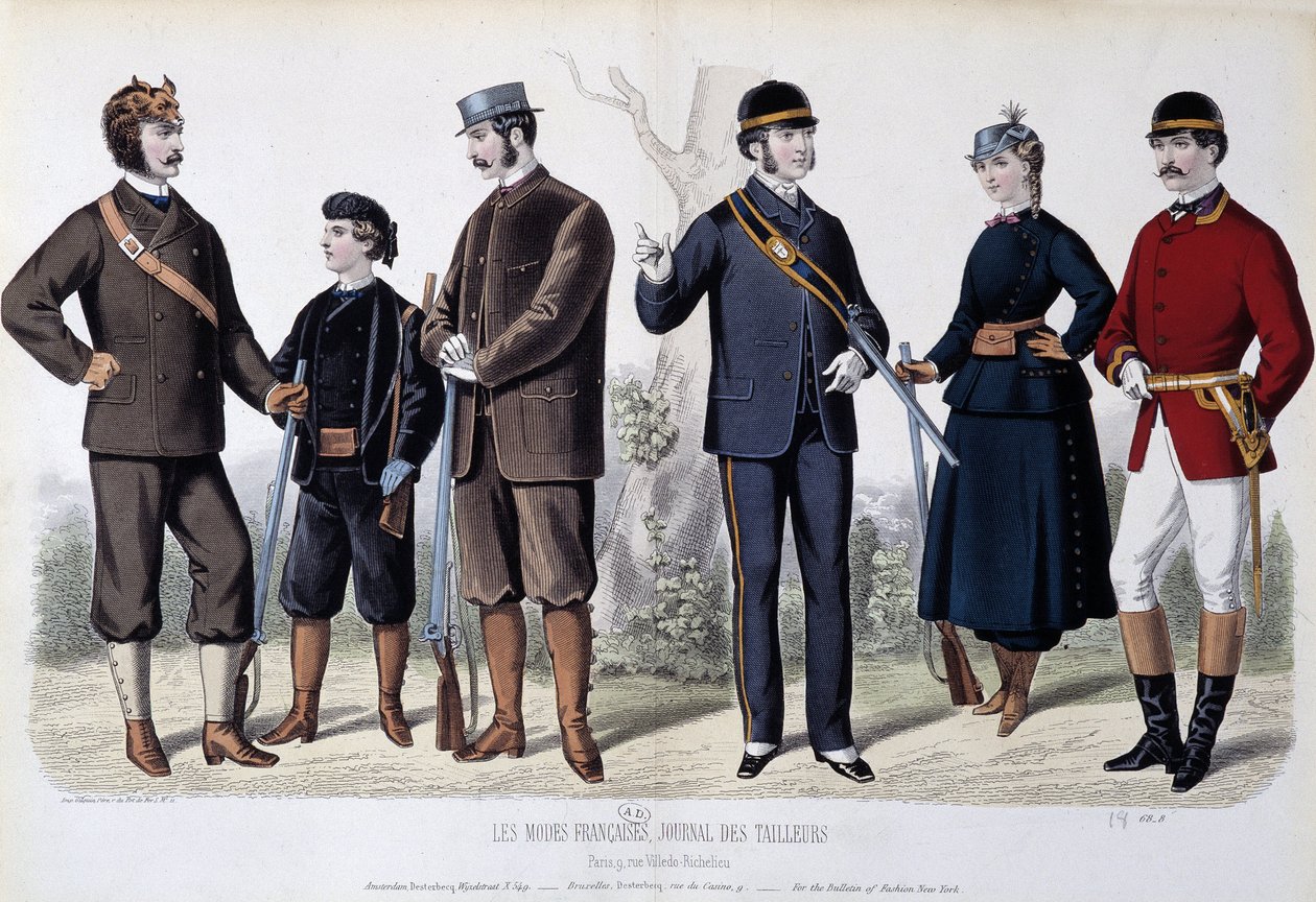 Jachtkleding, "Le Journal des tailors" door Unknown artist