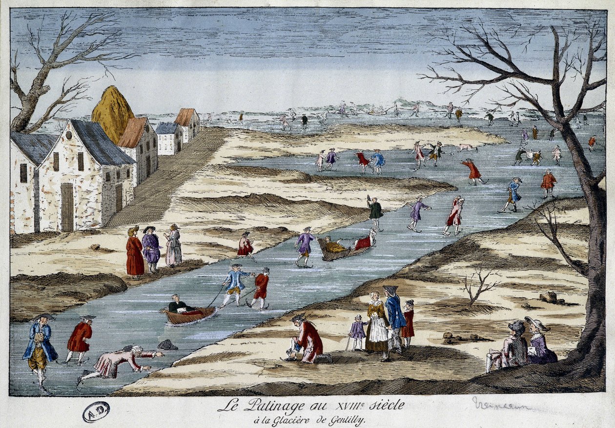 Schaatsen in Gentilly - gravure door Unknown artist