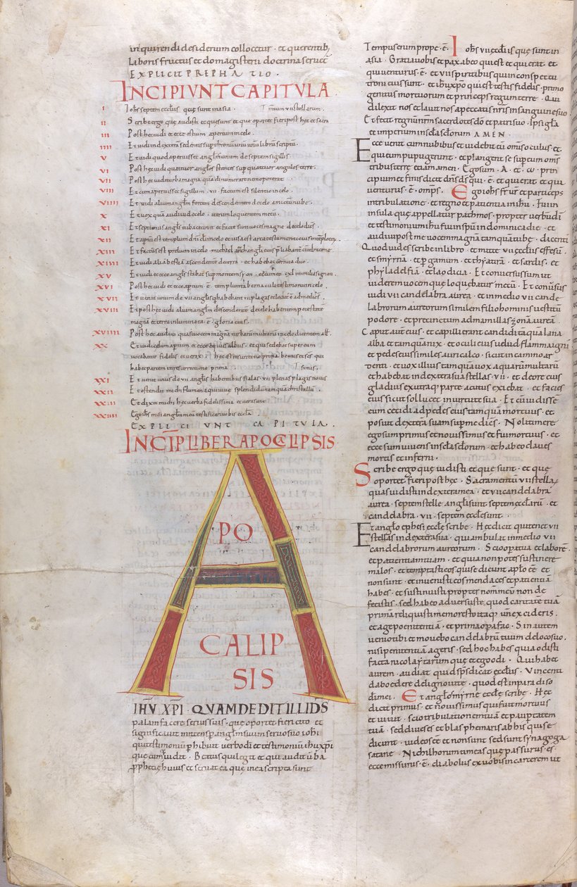 Incipit van het Boek Openbaring door Unknown artist