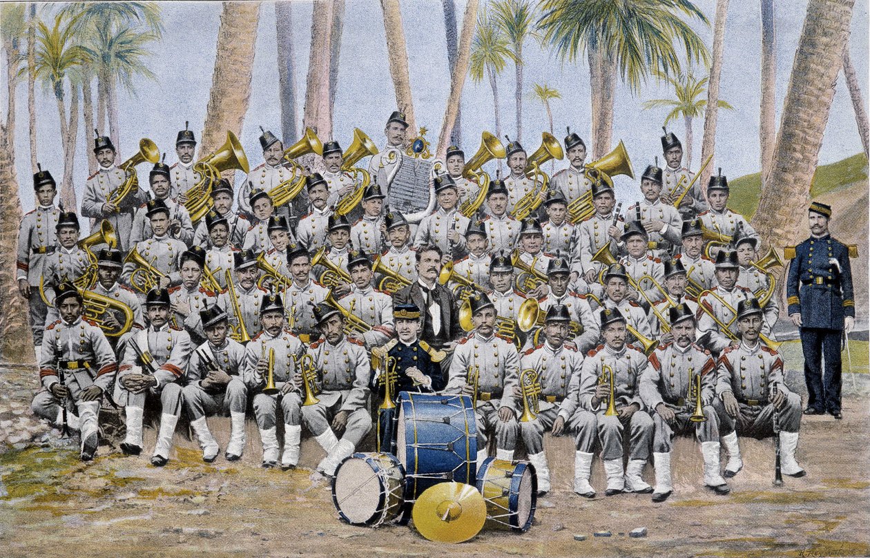 Infanterieband in de Republiek Ecuador aan het einde van de 19e eeuw. door Unknown artist